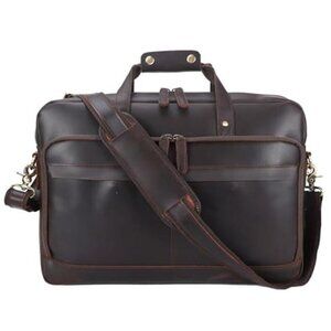 Leather Laptop Briefcase 18" Messenger Bag for Men